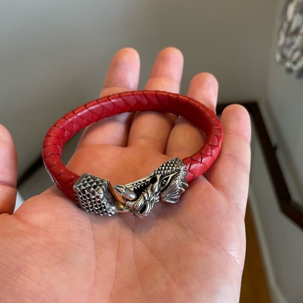 King Baby Studio Rare Red Leather Dragon Bracelet 8.5” Similar To M.Cohen Style